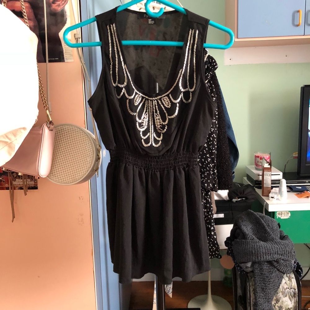 Beaded black tunic